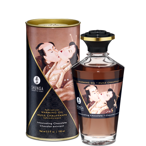 Shunga Warming Massage Oil Chocolate 3.5 fluid ounces - Click Image to Close