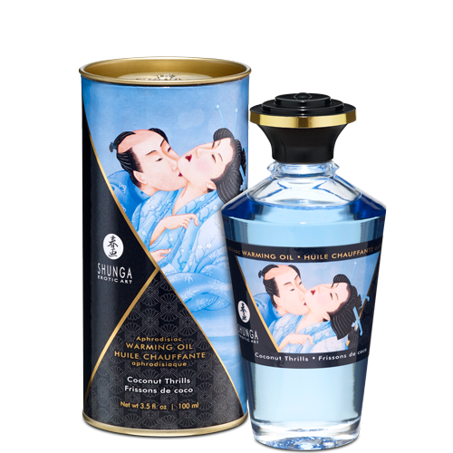 Shunga Warming Massage Oil Coconut 3.5 fluid ounces - Click Image to Close