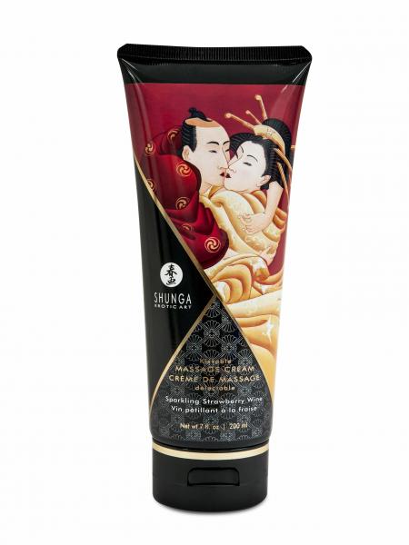 Shunga Massage Cream Sparkling Strawberry Wine 7oz - Click Image to Close