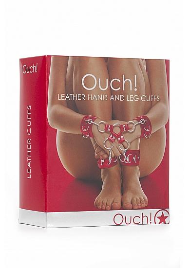 Leather Hand & Legcuffs Red - Click Image to Close