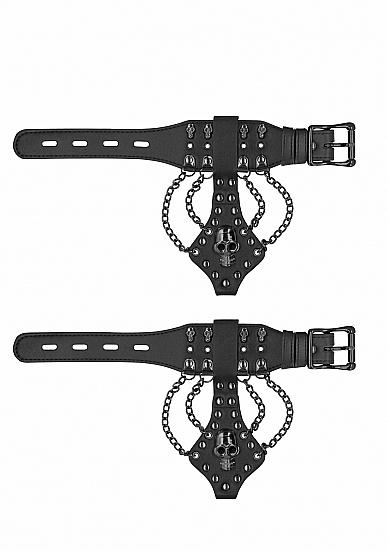 Ouch! Skulls & Bones Handcuffs With Skulls and Chains Black