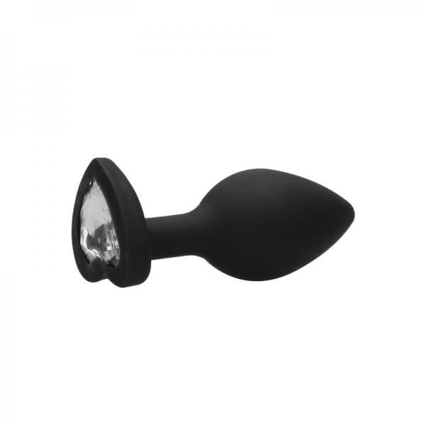 Diamond Heart Butt Plug Black Large - Click Image to Close