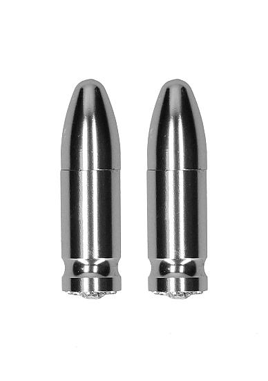 Ouch Magnetic Nipple Clamps Diamond Bullet Silver