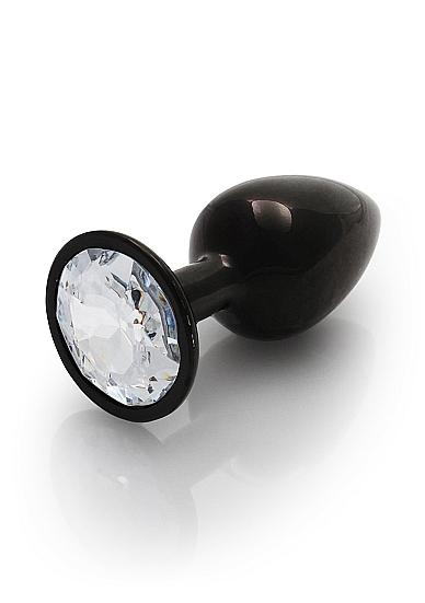 Round Gem Butt Plug Small Gunmetal Diamond - Click Image to Close