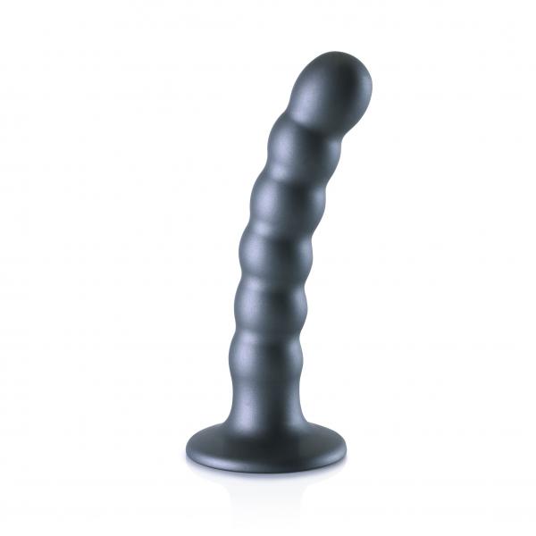 Ouch! Beaded Silicone G-spot Dildo 5 In Gunmetal - Click Image to Close