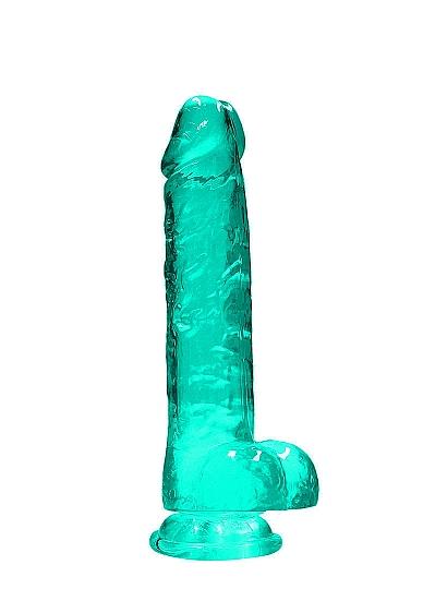 Realrock 8in Realistic Dildo W/ Balls Turquoise - Click Image to Close