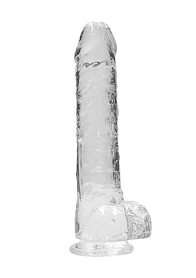 Realcock Crystal Clear Dildo W/ Balls 9in - Click Image to Close