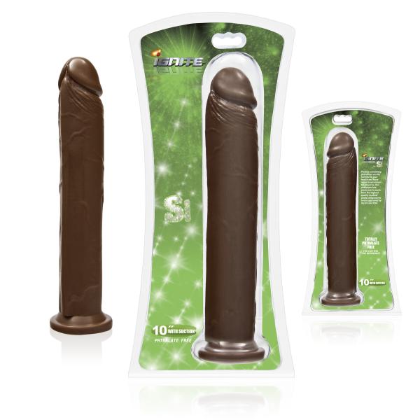 Cock with Suction Cup Brown 10" - Click Image to Close