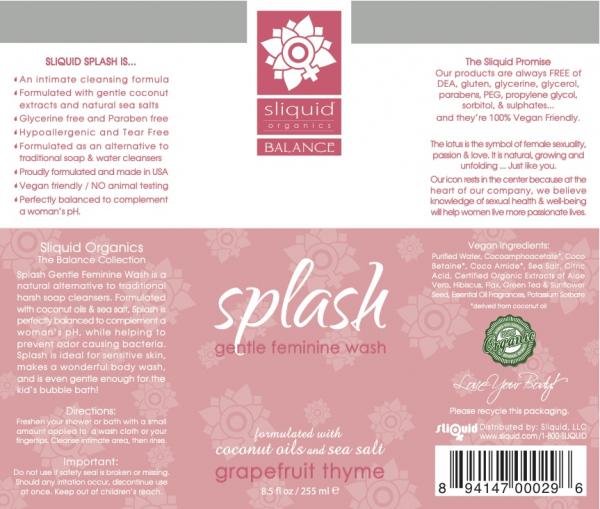 Sliquid Splash Grapefruit Thyme Feminine Wash 8.5oz