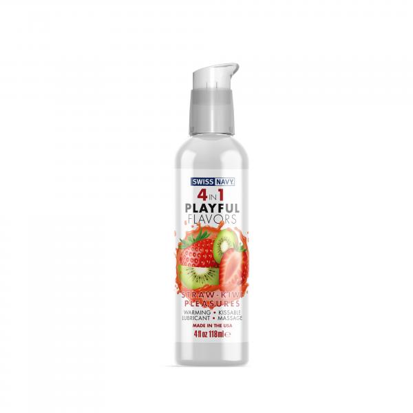 Swiss Navy 4 In 1 Playful Flavors Strawberry Kiwi Pleasure 4oz - Click Image to Close