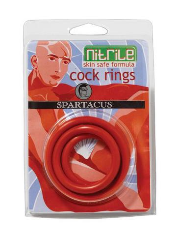 Nitrile Cock Ring Set-Red