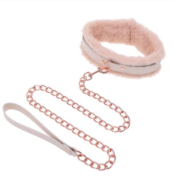 Peaches N Creame Fur Collar & Leash