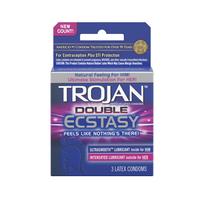 Trojan Double Ecstasy 3 Pack Latex Condoms - Click Image to Close