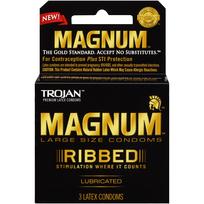 Trojan Magnum Ribbed Latex Condoms 3 Pack - Click Image to Close