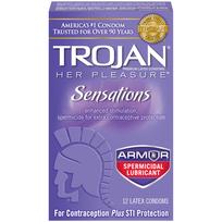 Trojan Her Pleasure Sensations Armor Spermicidal Condoms 12 Pack - Click Image to Close