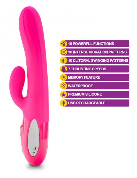 Viben Hypnotic Thrusting Rabbit W/ Clit Stim Hot Pink - Click Image to Close