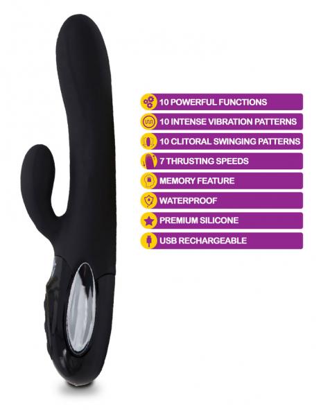 Viben Hypnotic Thrusting Rabbit W/ Clit Stim Black - Click Image to Close