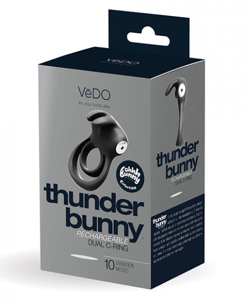 Vedo Thunder Bunny Dual Ring Rechargeable Black Pearl - Click Image to Close