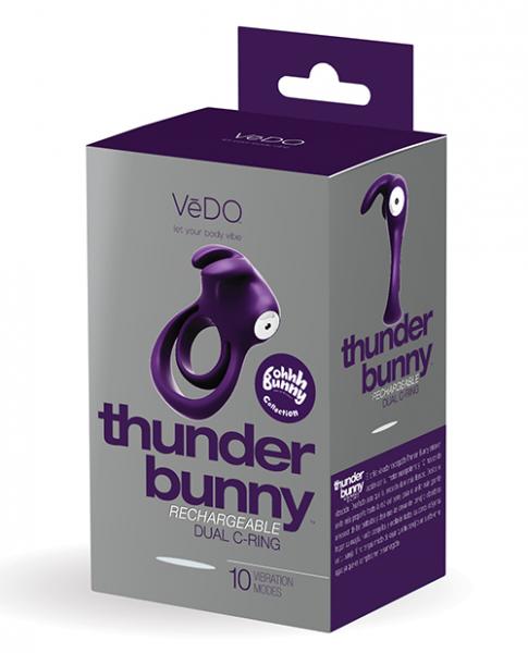 Vedo Thunder Bunny Dual Ring Rechargeable Perfectly Purple - Click Image to Close