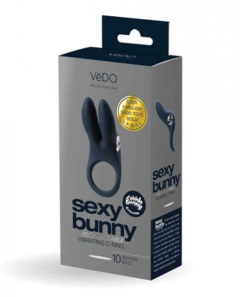 Vedo Sexy Bunny Rechargeable Ring Black Pearl - Click Image to Close