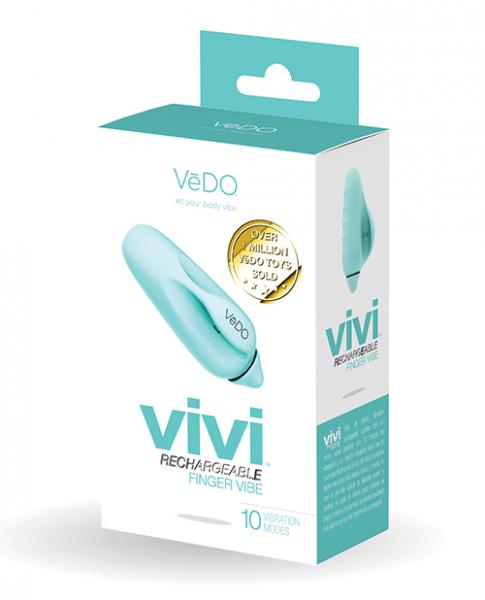 Vedo Vivi Rechargeable Finger Vibe Tease Me Turquoise - Click Image to Close