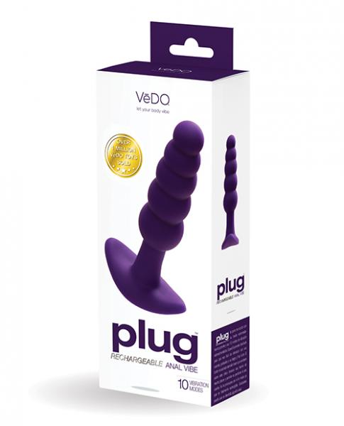 Vedo Plug Rechargeable Anal Plug Deep Purple - Click Image to Close