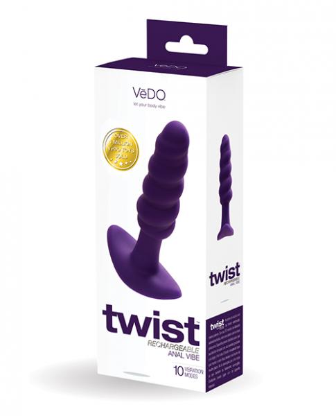 Vedo Twist Rechargeable Anal Plug Deep Purple - Click Image to Close