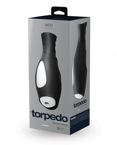 Vedo Torpedo Rechargeable Stroker Just Black W/ Glow Sleeve - Click Image to Close