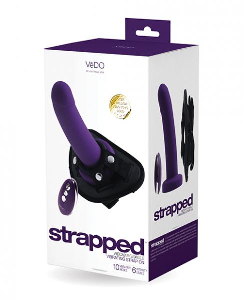 Vedo Strapped Rechargeable Strap On Deep Purple - Click Image to Close