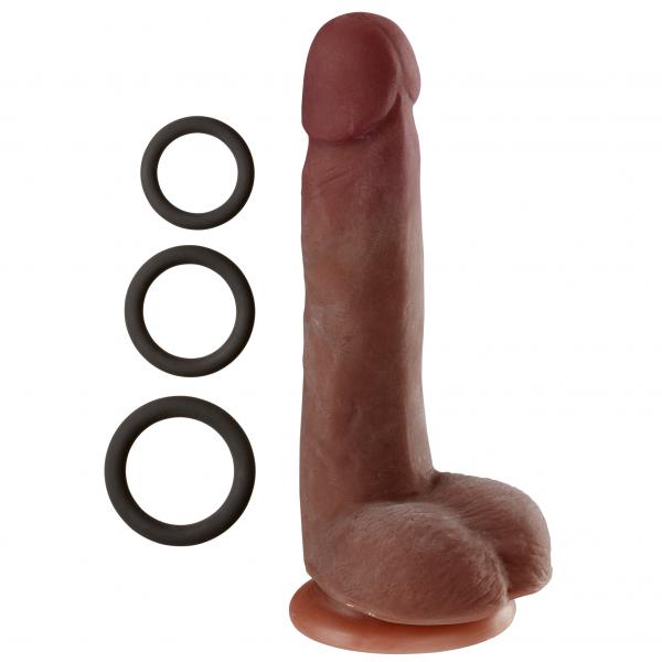 Cloud 9 Dual Density Real Touch 7 inches Dong with Balls Brown - Click Image to Close