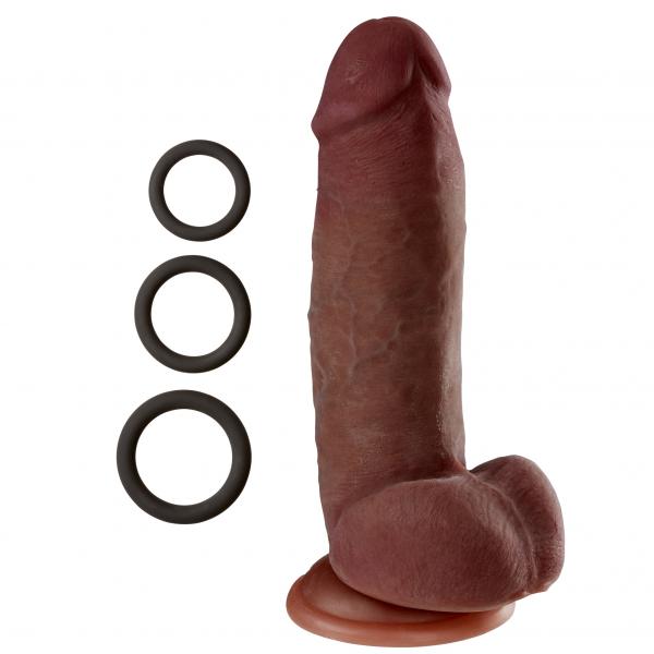 Cloud 9 Dual Density Real Touch Dildo with Balls 8 inches Brown - Click Image to Close