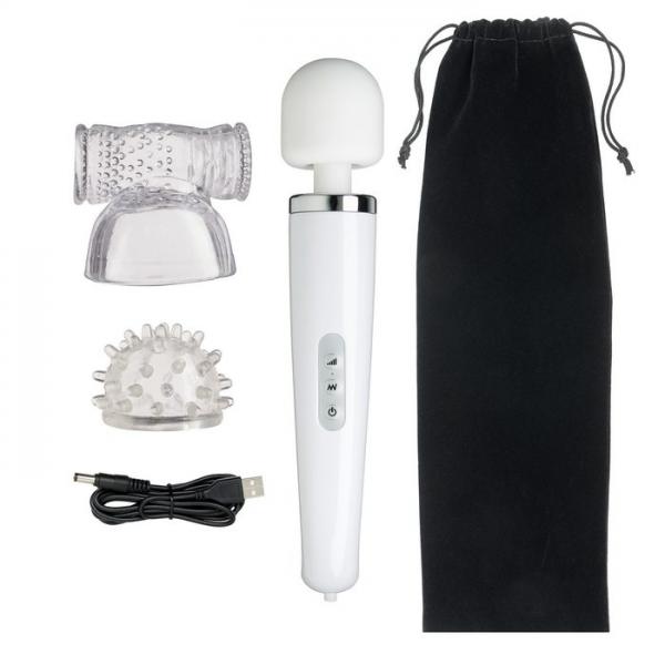 Cloud 9 Health & Wellness Wand Massager Kit 30 Function White - Click Image to Close