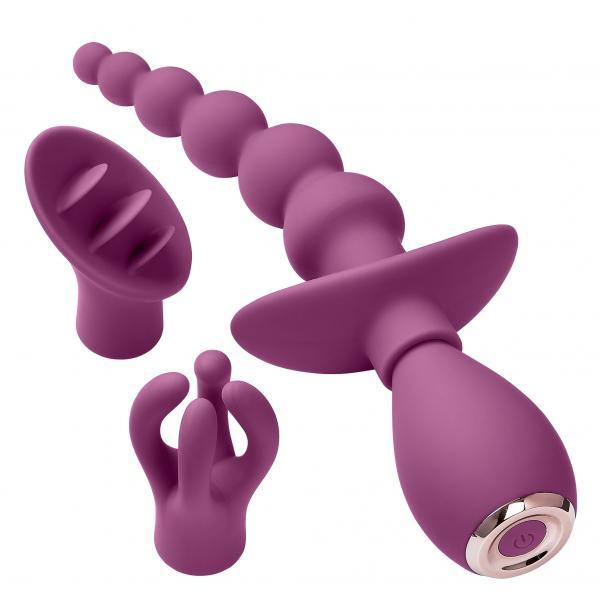 Cloud 9 Health & Wellness Anal Clitoral & Nipple Massager Kit Plum - Click Image to Close