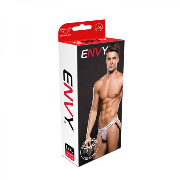 Envy Logo Elastic Lowrise Mesh Jock White L/xl - Click Image to Close