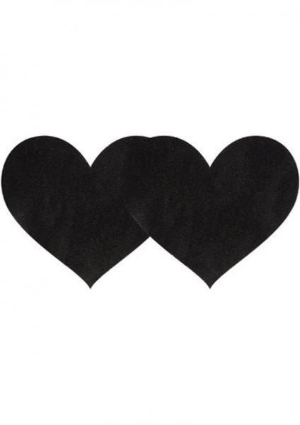 Pasties Black Satin Heart 2 Pack