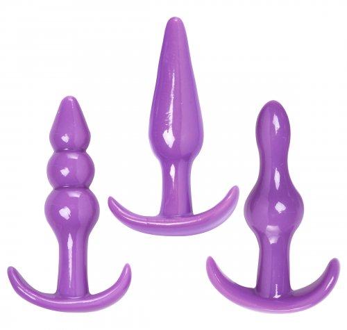 Anal Trainer 3 Piece Anal Play Kit Butt Plugs Purple - Click Image to Close