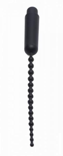 Dark Rod Vibrating Beaded Silicone Sound Black