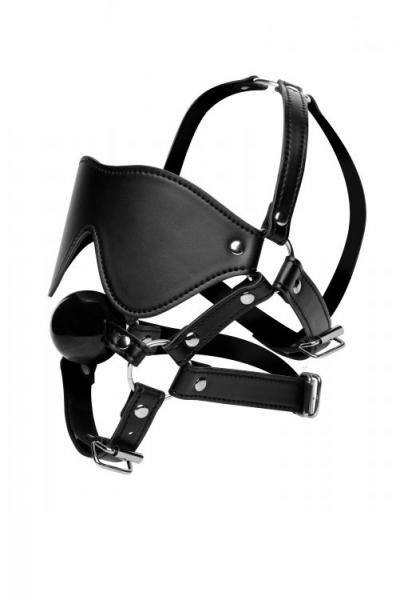 Strict Eye Mask Harness With Ball Gag Black