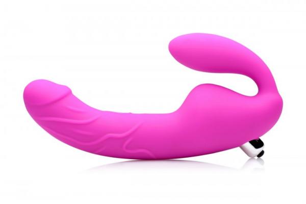 Royal Rider Vibrating Strapless Strap On Dildo Purple - Click Image to Close