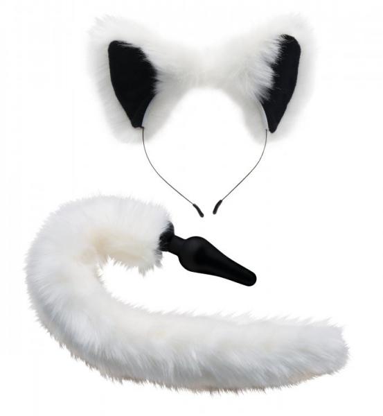 Tailz White Fox Tail Anal Plug And Ears Set - Click Image to Close