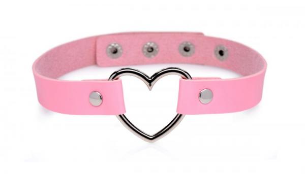 Master Series Dark Heart Chrome Heart Pink Choker - Click Image to Close