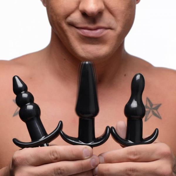 Frisky Thrill Trio Anal Plug Set Black - Click Image to Close