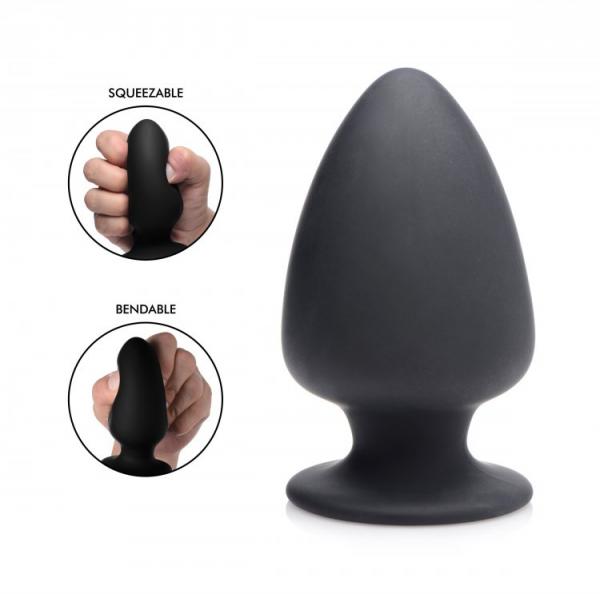 Squeeze-It Silexpan Anal Plug Medium Black - Click Image to Close