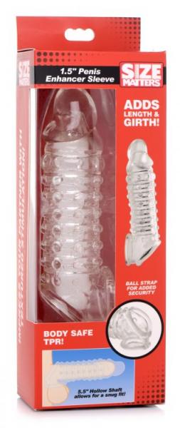 Size Matters 1.5in Penis Enhancer Sleeve Clear - Click Image to Close