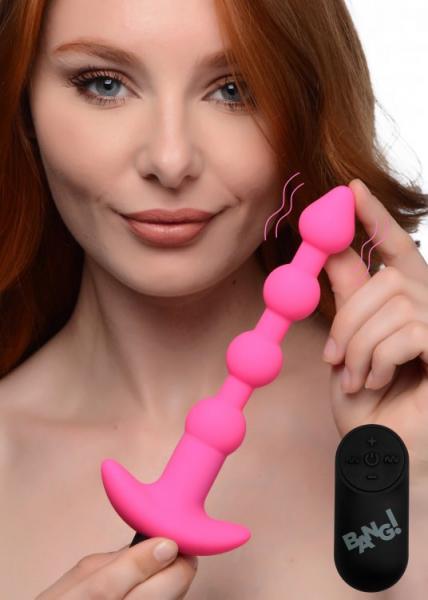 Bang! Vibrating Silicone Anal Beads & Remote Pink