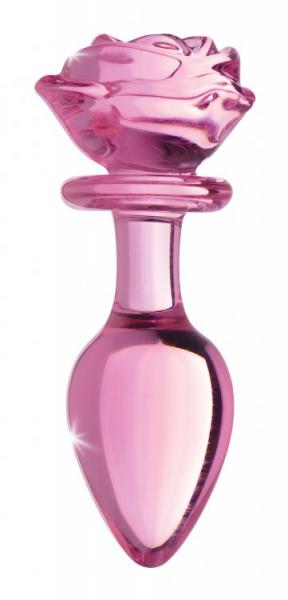 Booty Sparks Pink Rose Glass Large Anal Plug - Click Image to Close