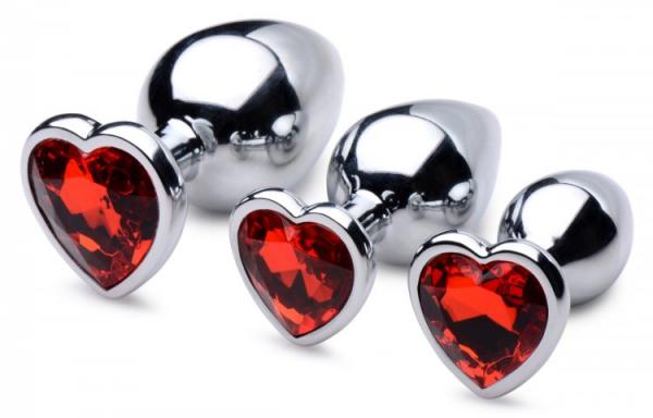 Booty Sparks Red Heart Gem Anal Plug Set - Click Image to Close