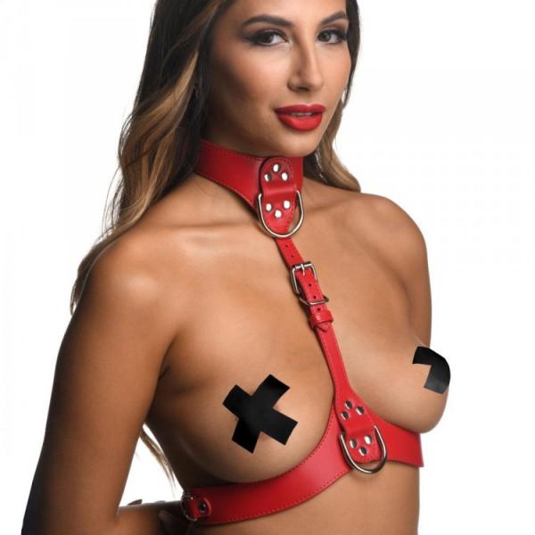 Strict Female Chest Harness M/l Red - Click Image to Close