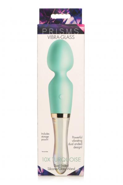 Prisms Vibra-glass 10x Turquoise Glass Wand Dual End