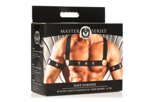 Master Series Elastic Chest Harness W/ Arm Bands L/xl